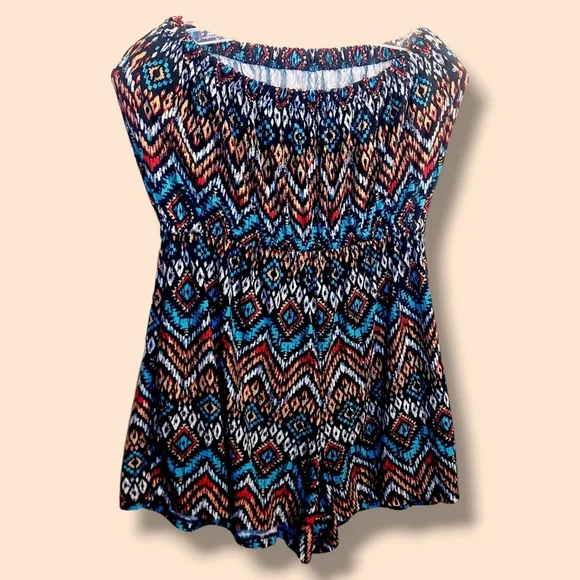 Eye Candy | Cool-Toned Patterned Romper/Jumpsuit | Size 1X Large | NEW | NWOT |โ - Picture 6 of 8